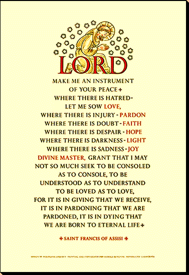 St. Francis, Prayer of St. Francis